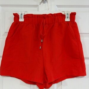 Women's Red Drawstring Shorts